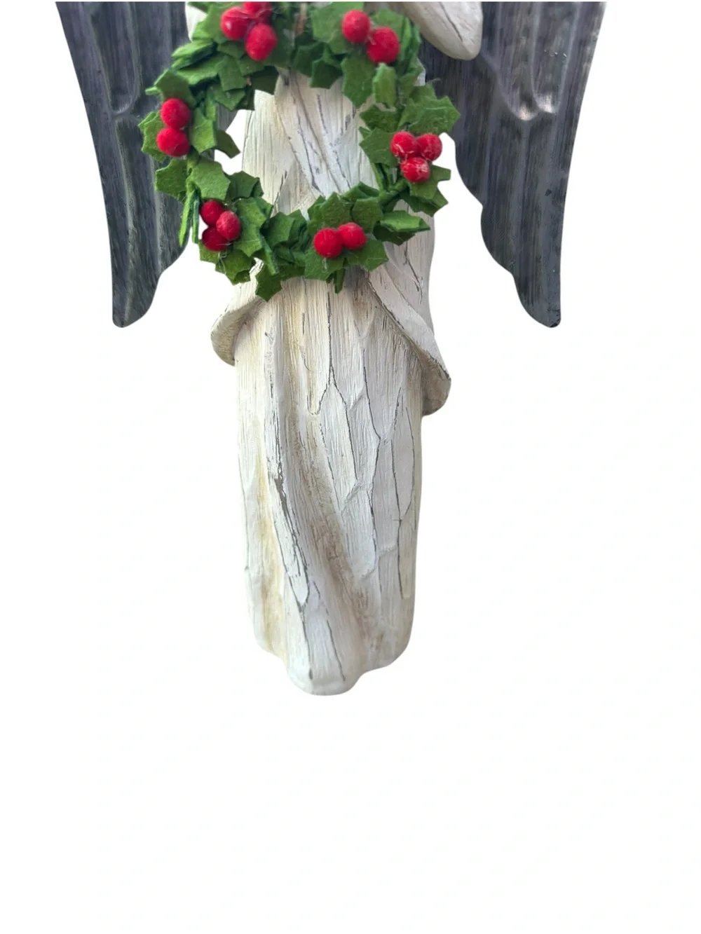 Allen + Roth Christmas Angel w/ Wreath 16” Holiday Figurine Rustic Farmhouse Dec